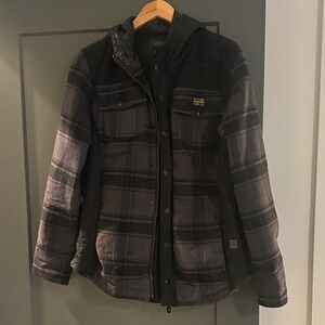 G-Star Men's Black and Gray Plaid Jacket